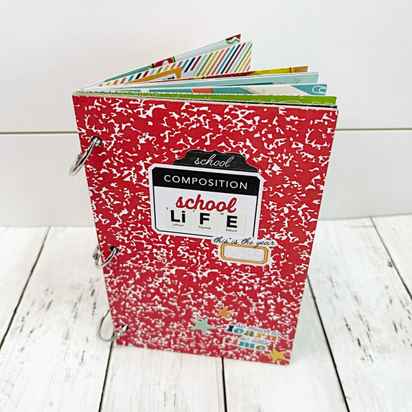 Premade School Life 6x8 Scrapbook Album, Handmade Photo Memory Book
