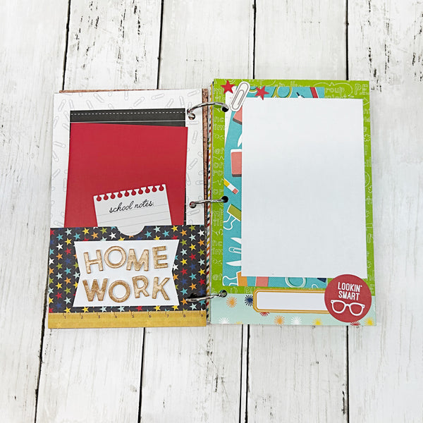 Premade School Life 6x8 Scrapbook Album, Handmade Photo Memory Book