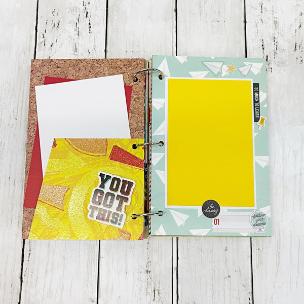 Premade School Life 6x8 Scrapbook Album, Handmade Photo Memory Book
