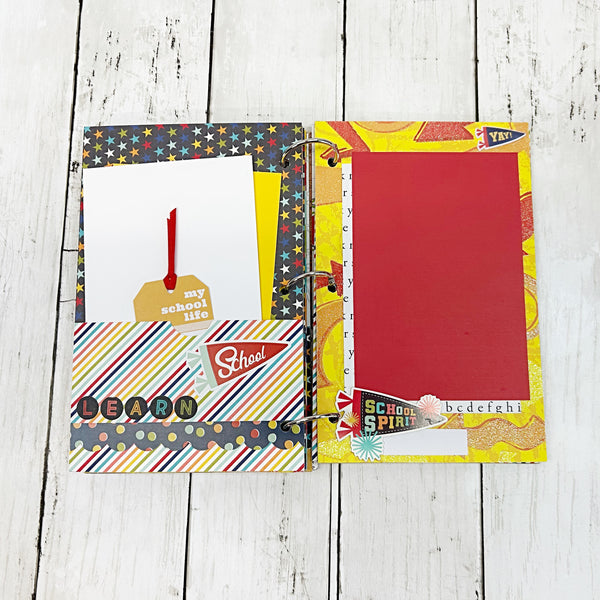 Premade School Life 6x8 Scrapbook Album, Handmade Photo Memory Book