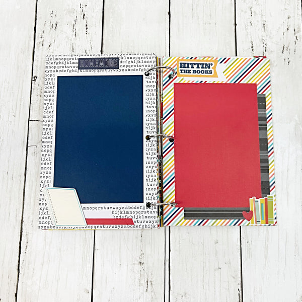 Premade School Life 6x8 Scrapbook Album, Handmade Photo Memory Book