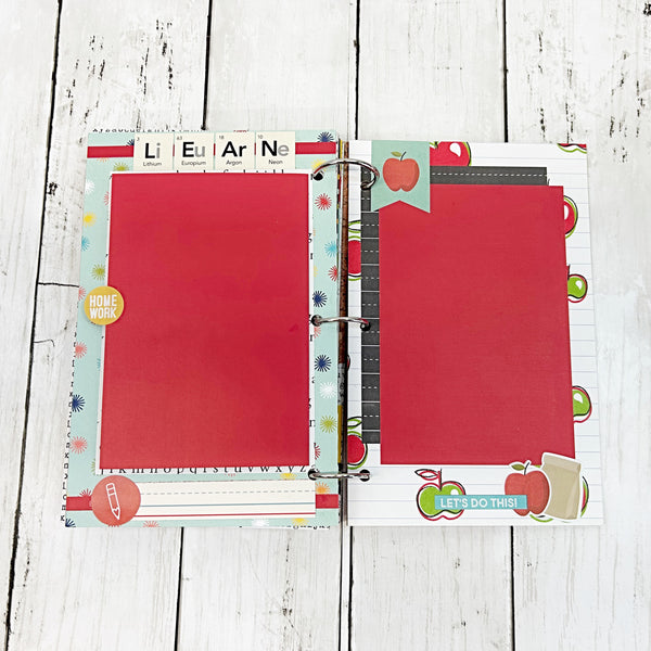 Premade School Life 6x8 Scrapbook Album, Handmade Photo Memory Book