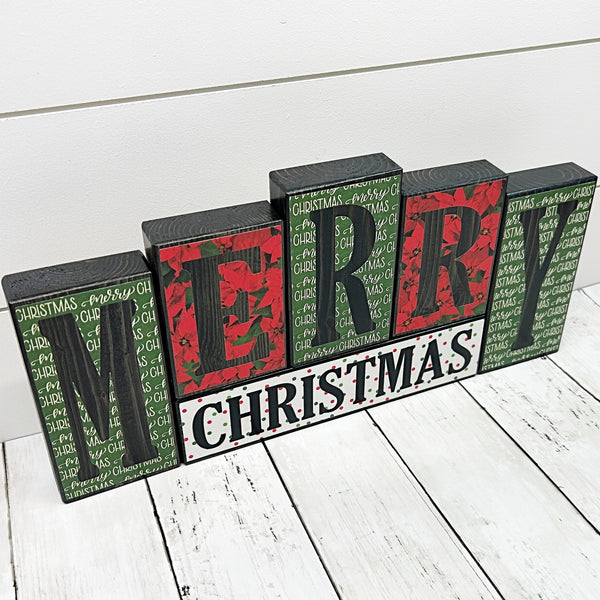 Happy Thanksgiving and Merry Christmas Reversible Block Set for Mantle or Shelf Decor