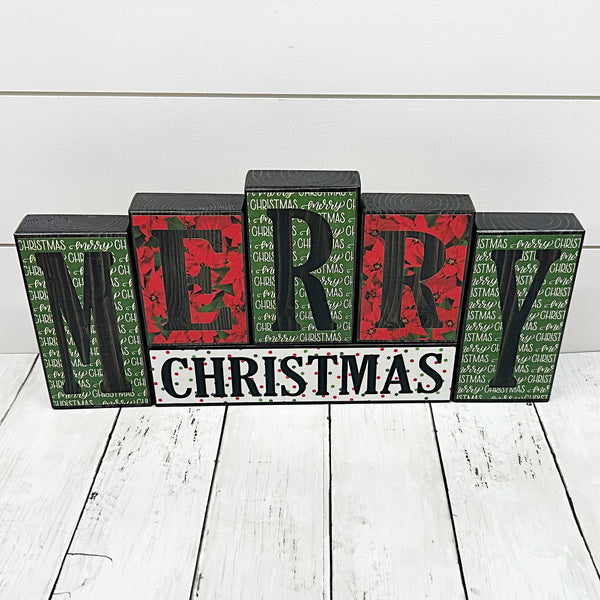 Happy Thanksgiving and Merry Christmas Reversible Block Set for Mantle or Shelf Decor