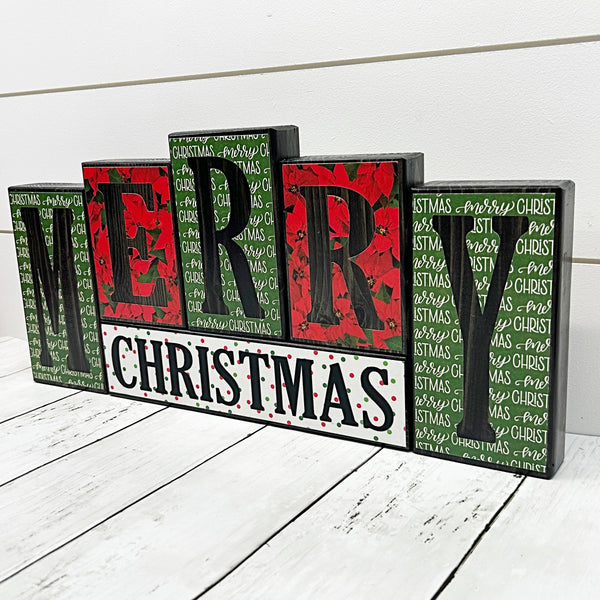 Happy Thanksgiving and Merry Christmas Reversible Block Set for Mantle or Shelf Decor