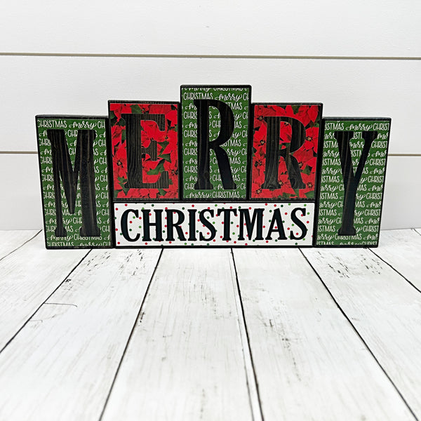 Happy Thanksgiving and Merry Christmas Reversible Block Set for Mantle or Shelf Decor