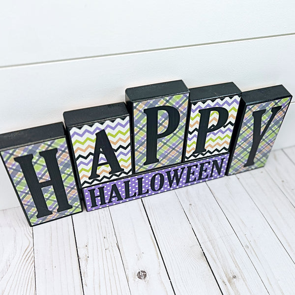 Reversible Happy Fall Y'all and Happy Halloween Block Set, Decor for Mantle or Shelf