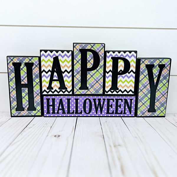 Reversible Happy Fall Y'all and Happy Halloween Block Set, Decor for Mantle or Shelf