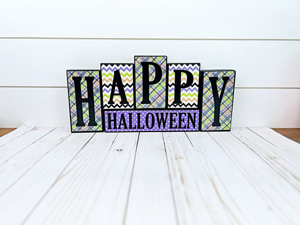 Reversible Happy Fall Y'all and Happy Halloween Block Set, Decor for Mantle or Shelf