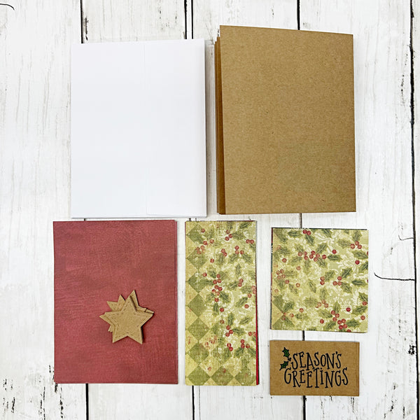 Vintage Christmas Card DIY Kit, Set of 6 Beginner Cardmaking Kit, Make Your Own Greeting Cards,