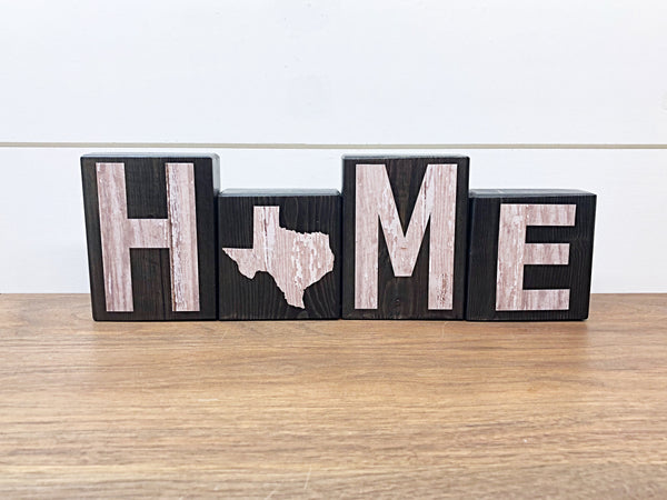Texas Home Rustic Wooden Letter Block Set, Farmhouse Style Decor for Shelf, Mantle and Tabletop