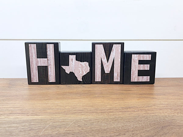 Texas Home Rustic Wooden Letter Block Set, Farmhouse Style Decor for Shelf, Mantle and Tabletop