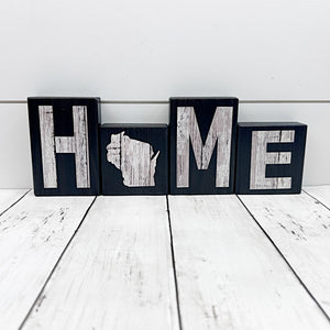 Wisconsin Home Rustic Wooden Letter Block Set, Farmhouse Style Decor for Shelf, Mantle and Tabletop