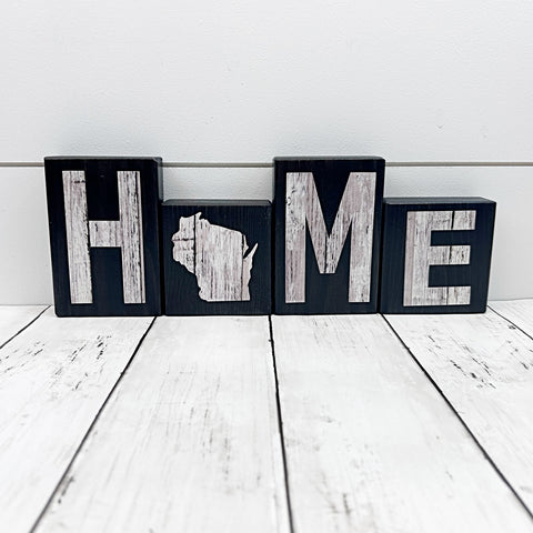 Wisconsin Home Rustic Wooden Letter Block Set, Farmhouse Style Decor for Shelf, Mantle and Tabletop