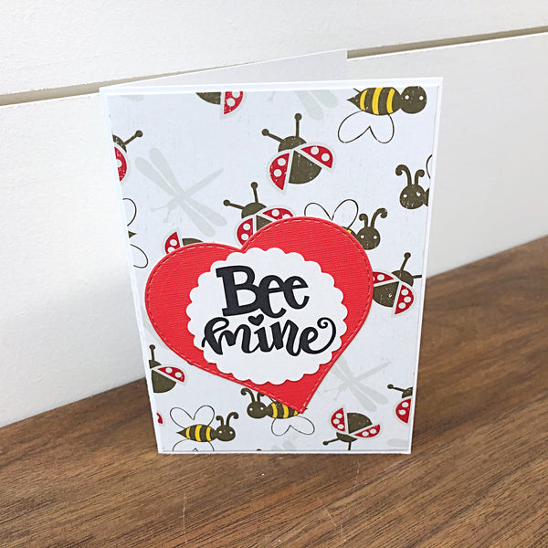 Bee Mine Valentine's Day Card Set  of 6, Simple Handmade Blank Note Cards