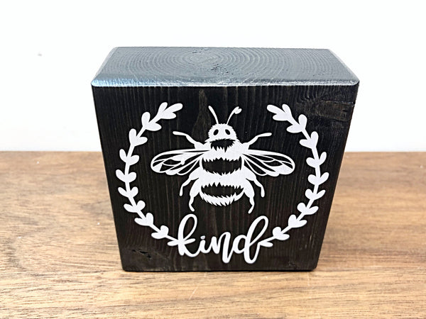 Bee Kind Mini Block, 3 Inch Block for Tiered Tray or Shelf Decor