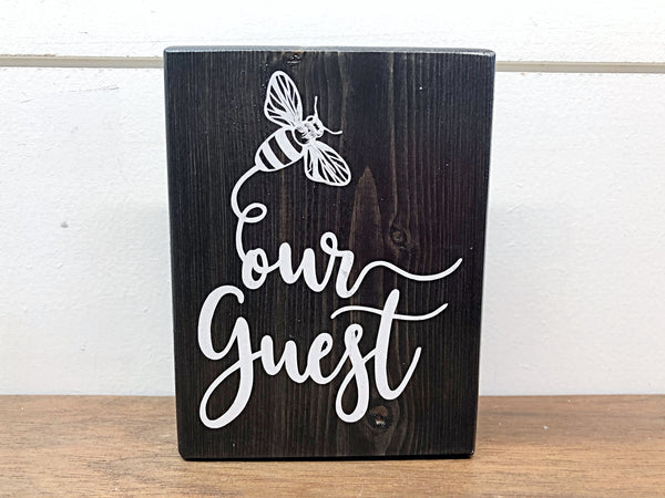 Bee Our Guest Mini Block, 3 Inch Block for Tiered Tray or Shelf Decor