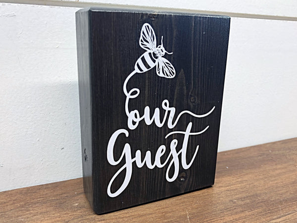 Bee Our Guest Mini Block, 3 Inch Block for Tiered Tray or Shelf Decor