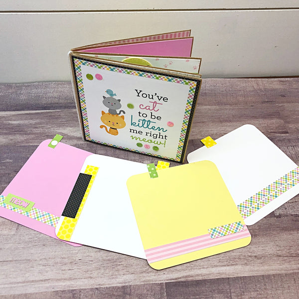 Premade Cat Scrapbook Photo Album,  6x6 Inch Handmade Scrapbook Ready for Photos