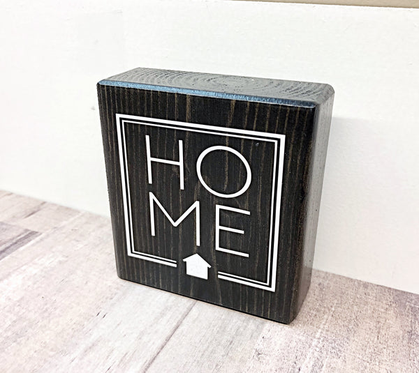 Home Mini Block, 3 Inch Block Sign for Tiered Tray or Shelf Decor