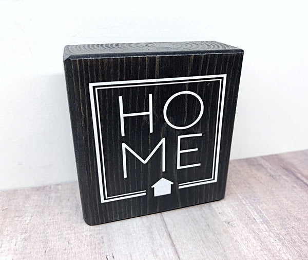 Home Mini Block, 3 Inch Block Sign for Tiered Tray or Shelf Decor