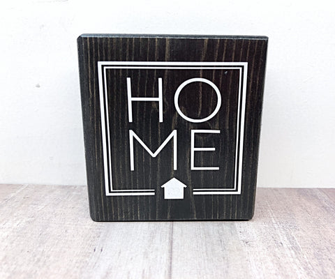 Home Mini Block, 3 Inch Block Sign for Tiered Tray or Shelf Decor