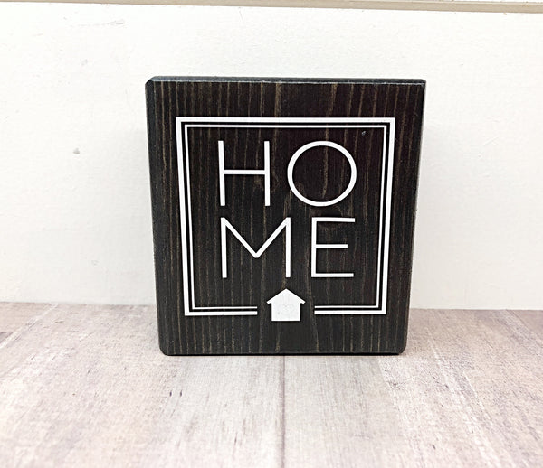 Home Mini Block, 3 Inch Block Sign for Tiered Tray or Shelf Decor