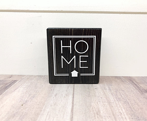 Home Mini Block, 3 Inch Block Sign for Tiered Tray or Shelf Decor