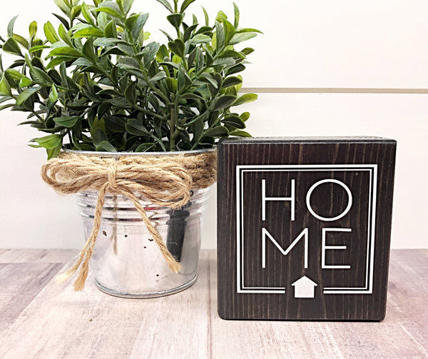 Home Mini Block, 3 Inch Block Sign for Tiered Tray or Shelf Decor