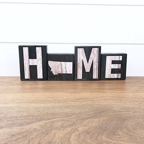 Montana Home Rustic Wooden Letter Block Set for Shelf, Mantle or Tabletop Decor