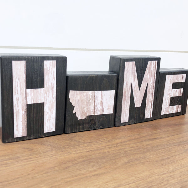 Montana Home Rustic Wooden Letter Block Set for Shelf, Mantle or Tabletop Decor