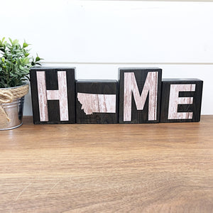 Montana Home Rustic Wooden Letter Block Set for Shelf, Mantle or Tabletop Decor