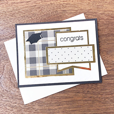 Handmade Graduation Card, Black Cream and Gold Elegant Card for Graduate