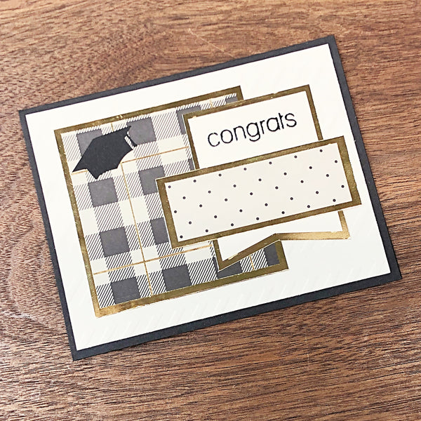 Handmade Graduation Card, Black Cream and Gold Elegant Card for Graduate