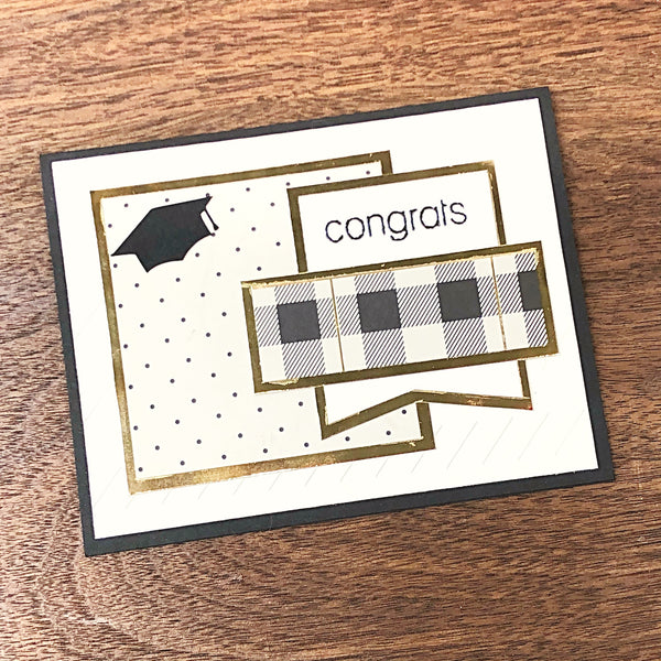 Elegant Graduation Card, Black Cream and Gold Handmade Card for Graduate