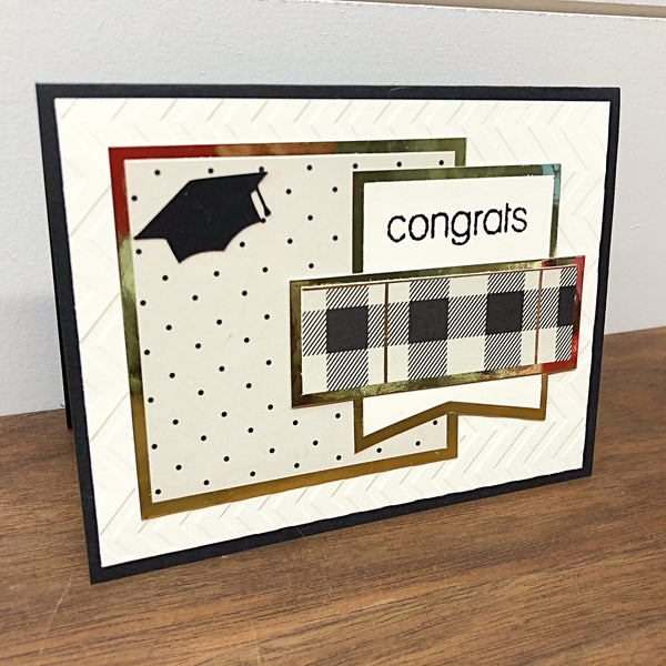 Elegant Graduation Card, Black Cream and Gold Handmade Card for Graduate