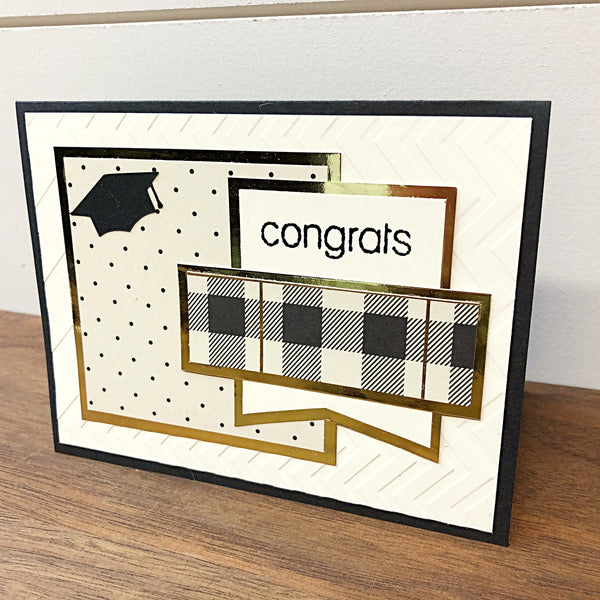 Elegant Graduation Card, Black Cream and Gold Handmade Card for Graduate