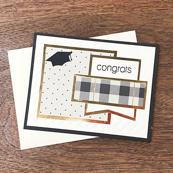 Elegant Graduation Card, Black Cream and Gold Handmade Card for Graduate