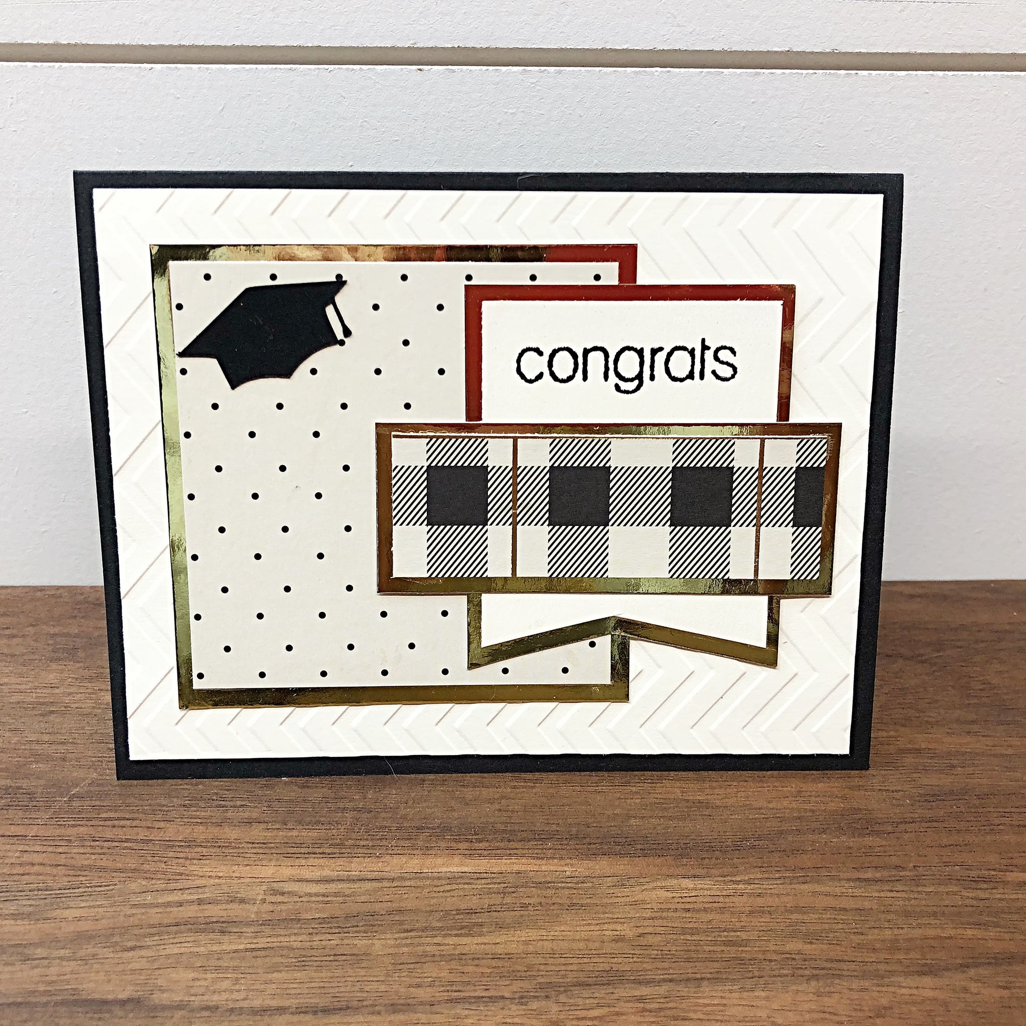 Elegant Graduation Card, Black Cream and Gold Handmade Card for Graduate