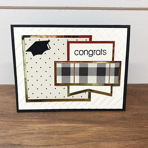 Elegant Graduation Card, Black Cream and Gold Handmade Card for Graduate