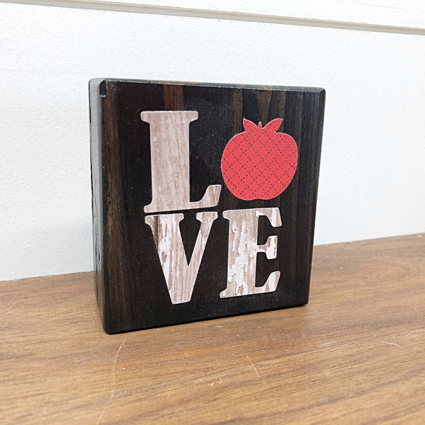 Mini Apple Love Block, 3 Inch Block for Tiered Tray Decor