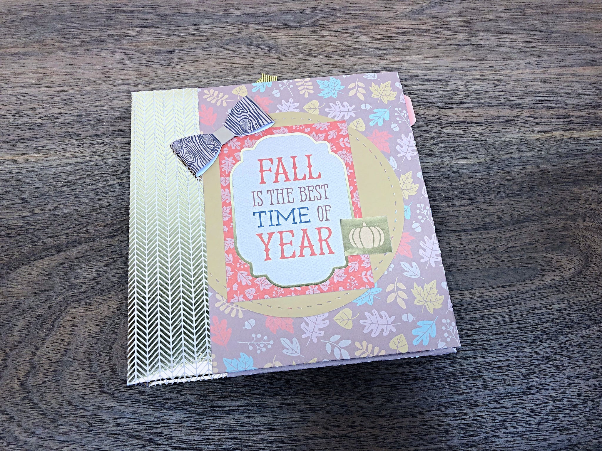 Premade Fall Scrapbook Photo Album,  6x6 Inch Handmade Autumn Themed Scrapbook Ready for Photos