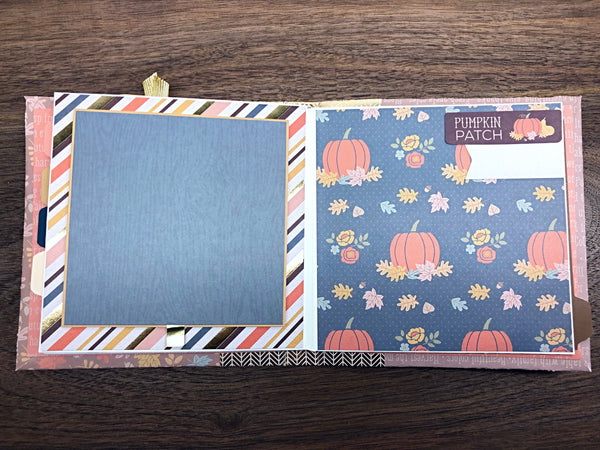 Premade Fall Scrapbook Photo Album,  6x6 Inch Handmade Autumn Themed Scrapbook Ready for Photos