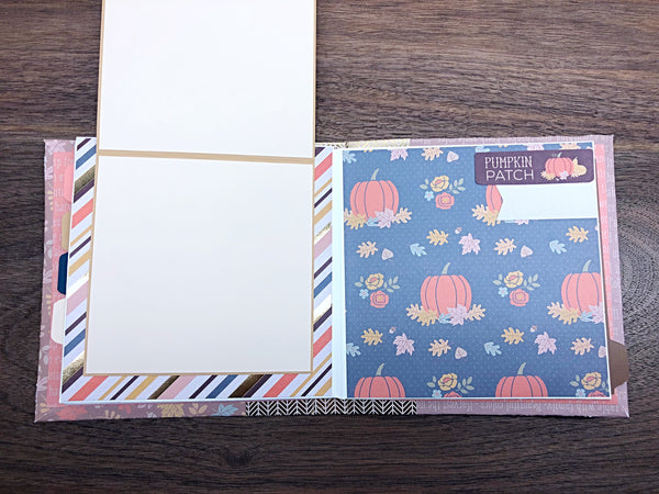 Premade Fall Scrapbook Photo Album,  6x6 Inch Handmade Autumn Themed Scrapbook Ready for Photos