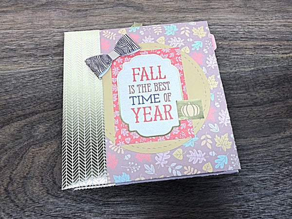 Premade Fall Scrapbook Photo Album,  6x6 Inch Handmade Autumn Themed Scrapbook Ready for Photos