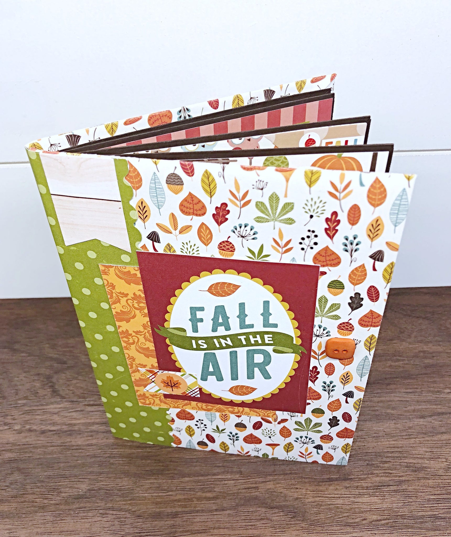 Premade Fall Scrapbook Photo Album,  Handmade Autumn Themed Scrapbook Ready for Photos