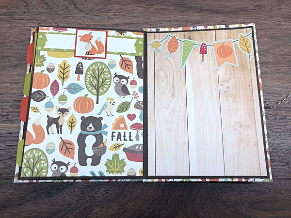 Premade Fall Scrapbook Photo Album,  Handmade Autumn Themed Scrapbook Ready for Photos