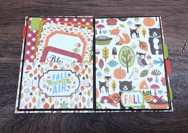 Premade Fall Scrapbook Photo Album,  Handmade Autumn Themed Scrapbook Ready for Photos