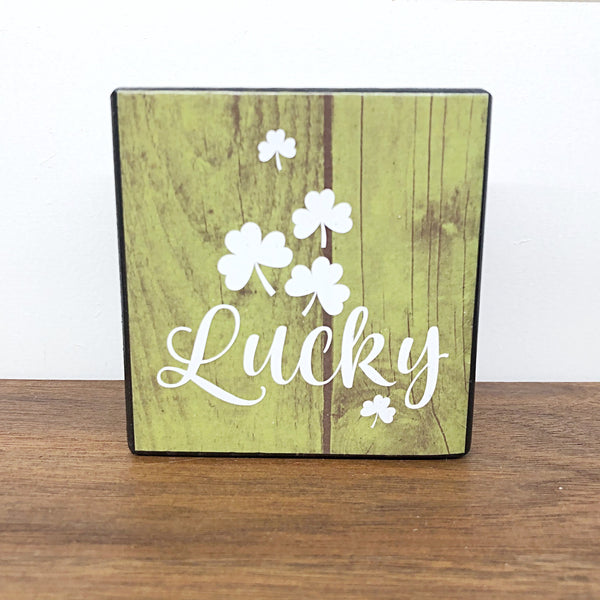 Reversible Valentine’s Day and St. Patrick’s Day Mini Shelf Sign, Double Sided Tiered Tray Filler