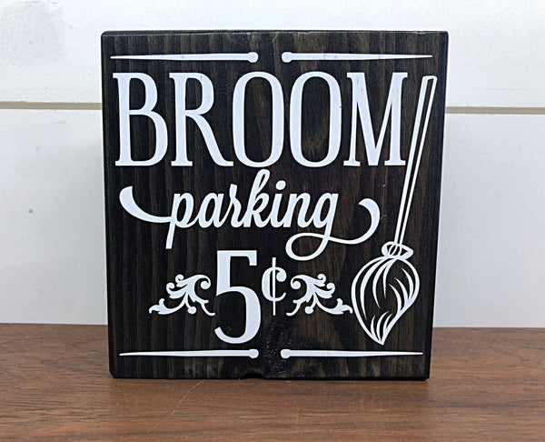 Fall and Halloween Reversible Block Sign, Broom Parking and Fall Farmers Market Wooden Farmhouse Decor